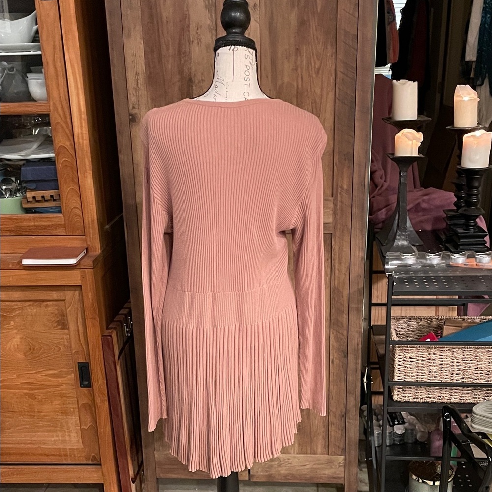 Joan Rivers Dusty Rose Ribbed Button-Front Tunic - Picture 2 of 5